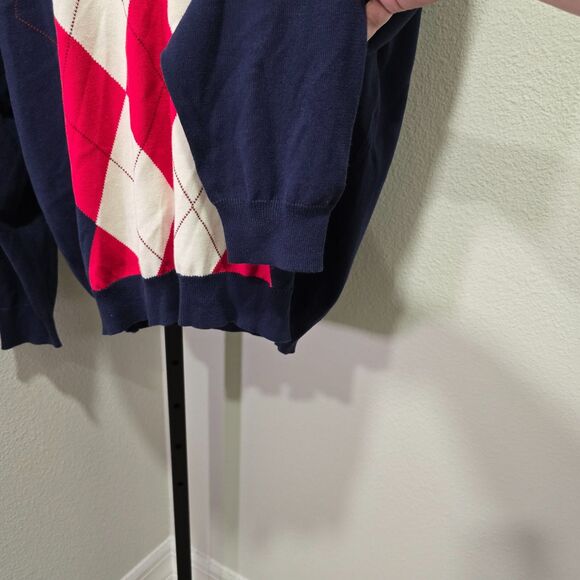 Vtg Academia Preppy Blue Red Argyle Sweater Mens XL Jos A Bank Leadbetter Golf - Picture 3 of 7